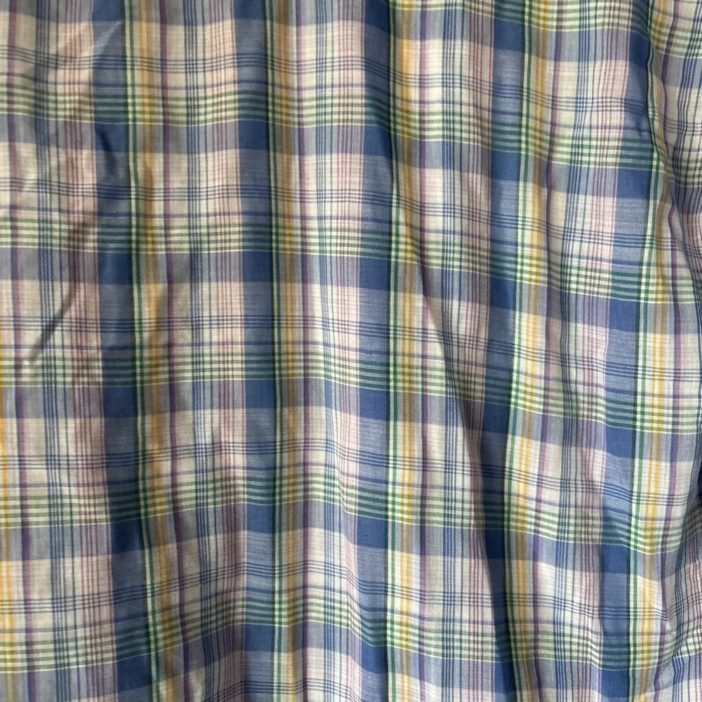 Blue and white plaid button-up shirt casual‎ Unbranded Vintage S/M